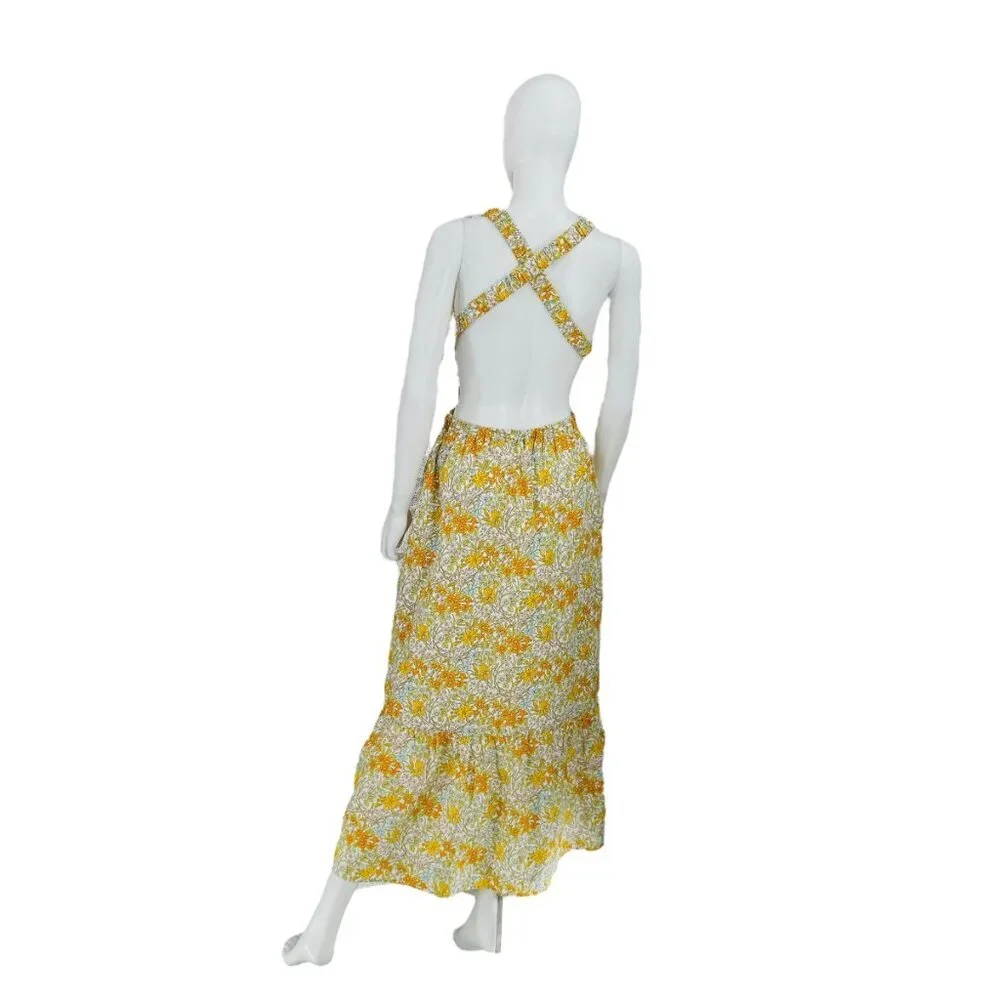 Hyacinth House NEW Yellow Pastel Retro Floral Maggie Maxi Dress Size Small - Picture 5 of 9